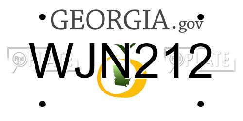 WJN212 Georgia License Plate