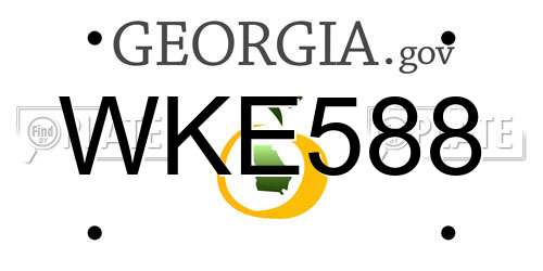 WKE588 Georgia License Plate