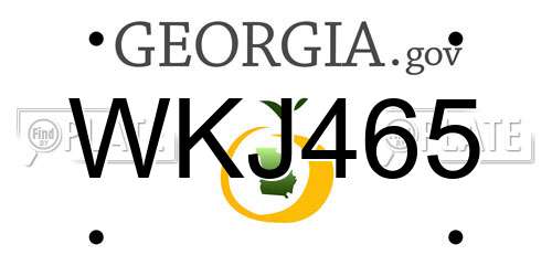 WKJ465 Georgia License Plate