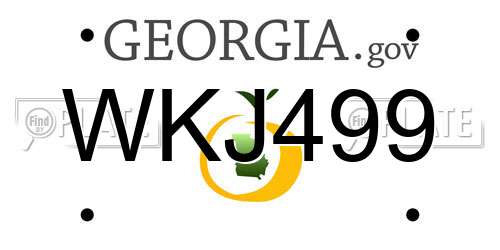 WKJ499 Georgia License Plate