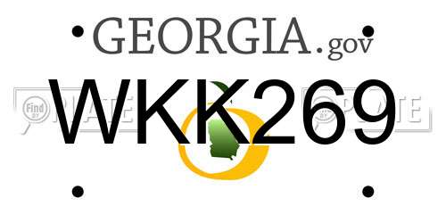 WKK269 Georgia License Plate