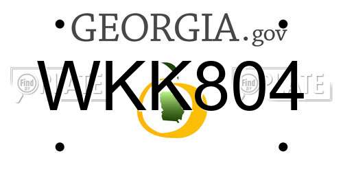 WKK804 Georgia License Plate