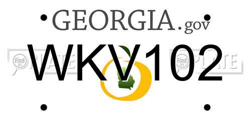 WKV102 Georgia License Plate