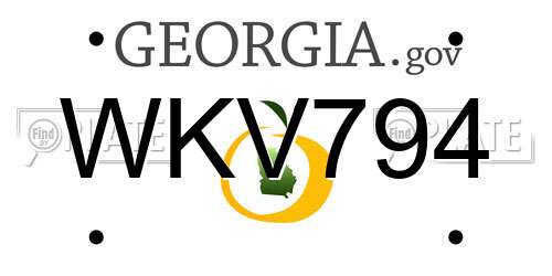 WKV794 Georgia License Plate