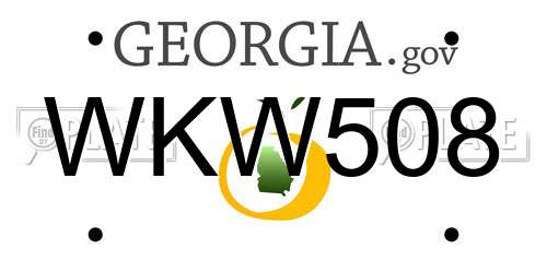 WKW508 Georgia License Plate