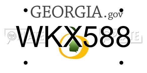 WKX588 Georgia License Plate