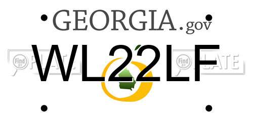 WL22LF Georgia License Plate
