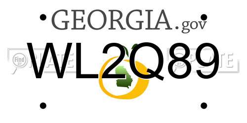 WL2Q89 Georgia License Plate