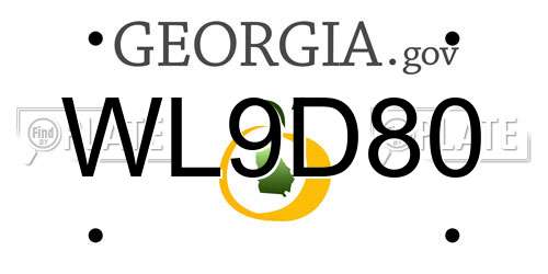 WL9D80 Georgia License Plate