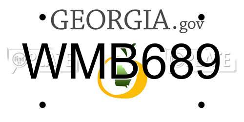 WMB689 Georgia License Plate