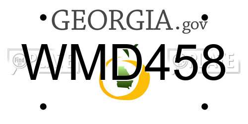 WMD458 Georgia License Plate