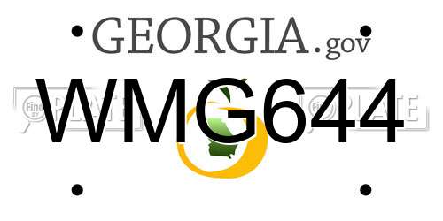 WMG644 Georgia License Plate