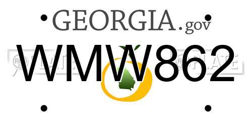 WMW862 Georgia License Plate