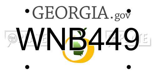 WNB449 Georgia License Plate