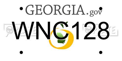 WNC128 Georgia License Plate