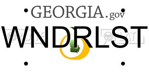 WNDRLST Georgia License Plate