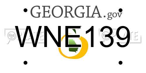 WNE139 Georgia License Plate
