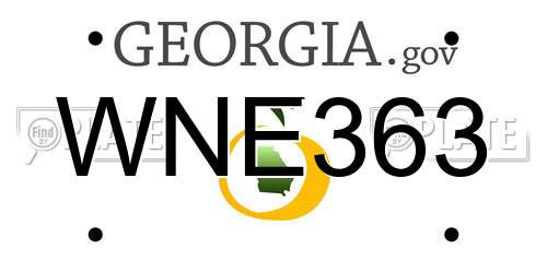 WNE363 Georgia License Plate