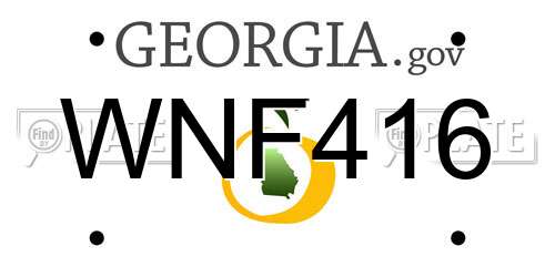 WNF416 Georgia License Plate