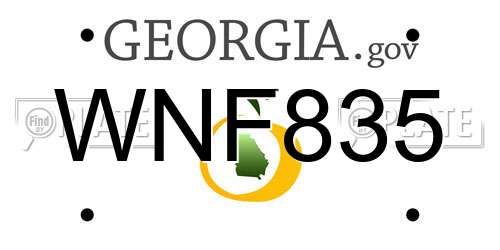 WNF835 Georgia License Plate