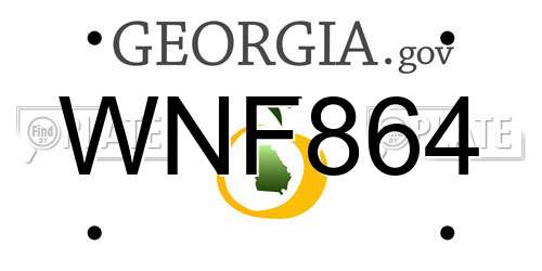 WNF864 Georgia License Plate
