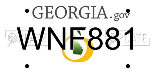 WNF881 Georgia License Plate