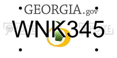 WNK345 Georgia License Plate