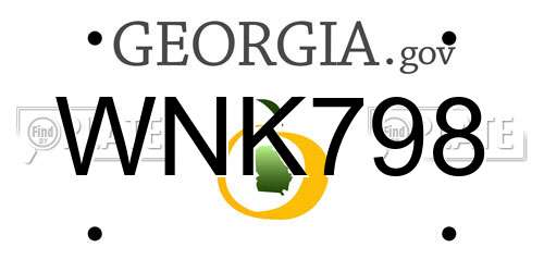 WNK798 Georgia License Plate