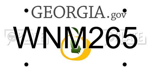 WNM265 Georgia License Plate