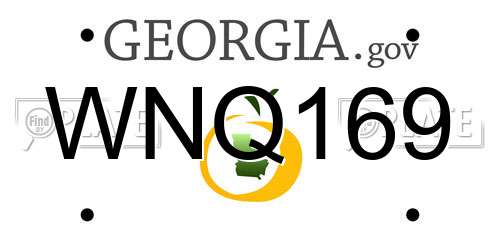 WNQ169 Georgia License Plate