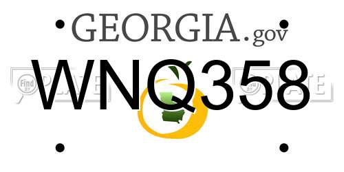 WNQ358 Georgia License Plate