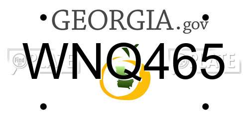WNQ465 Georgia License Plate