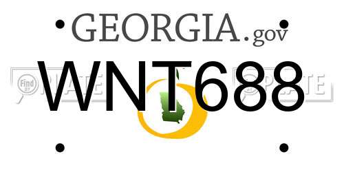 WNT688 Georgia License Plate
