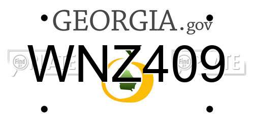 WNZ409 Georgia License Plate
