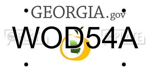 WOD54A Georgia License Plate