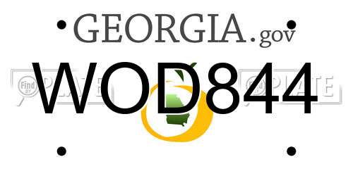 WOD844 Georgia License Plate