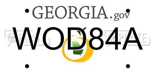 WOD84A Georgia License Plate