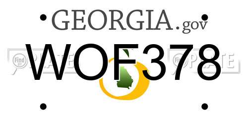 WOF378 Georgia License Plate
