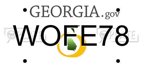 WOFE78 Georgia License Plate