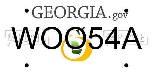 WOO54A Georgia License Plate