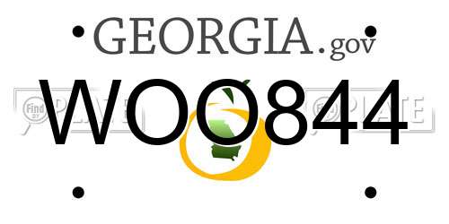 WOO844 Georgia License Plate