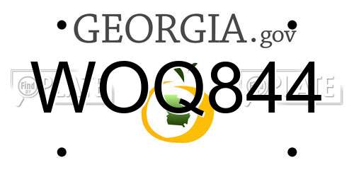 WOQ844 Georgia License Plate