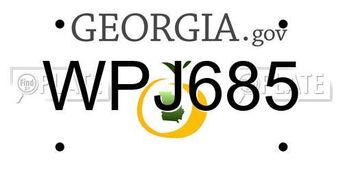 WPJ685 Georgia License Plate