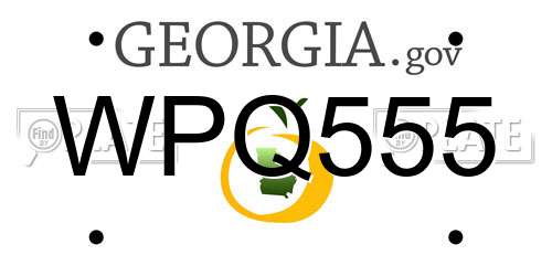 WPQ555 Georgia License Plate