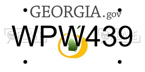 WPW439 Georgia License Plate