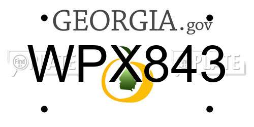 WPX843 Georgia License Plate