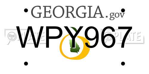 WPY967 Georgia License Plate
