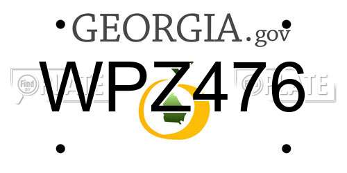 WPZ476 Georgia License Plate