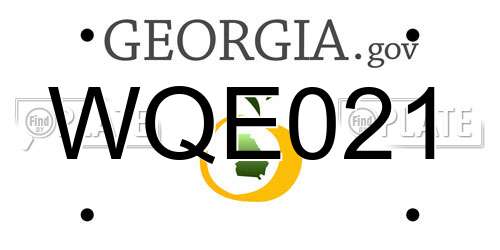 WQE021 Georgia License Plate