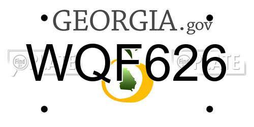 WQF626 Georgia License Plate